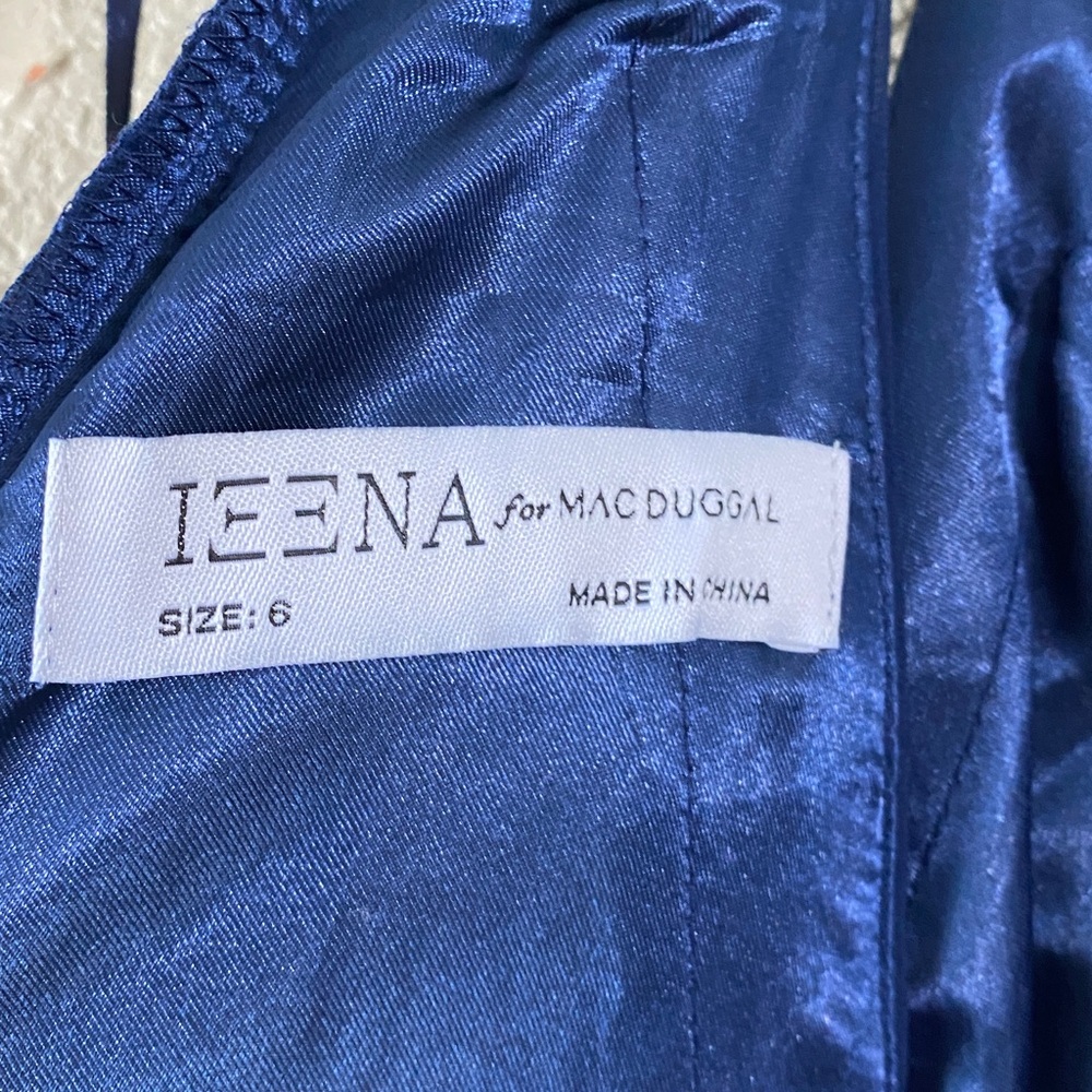 NWT Ieena for Mac Duggal Navy High Neck Chiffon Gown 55035 Size 6 - Picture 14 of 16